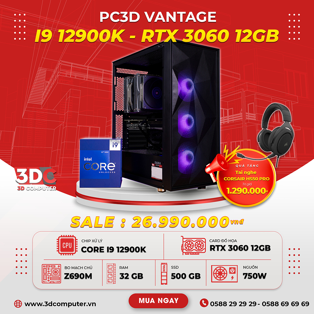 PC Chaos Vantage - I9 12900K/ 32GB/ RTX 3060 12GB